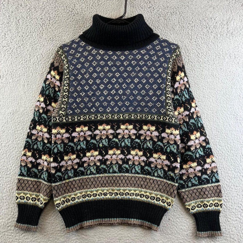 Vintage‎ Jason Maxwell Floral Striped Women's Knit turtle neck sweater S